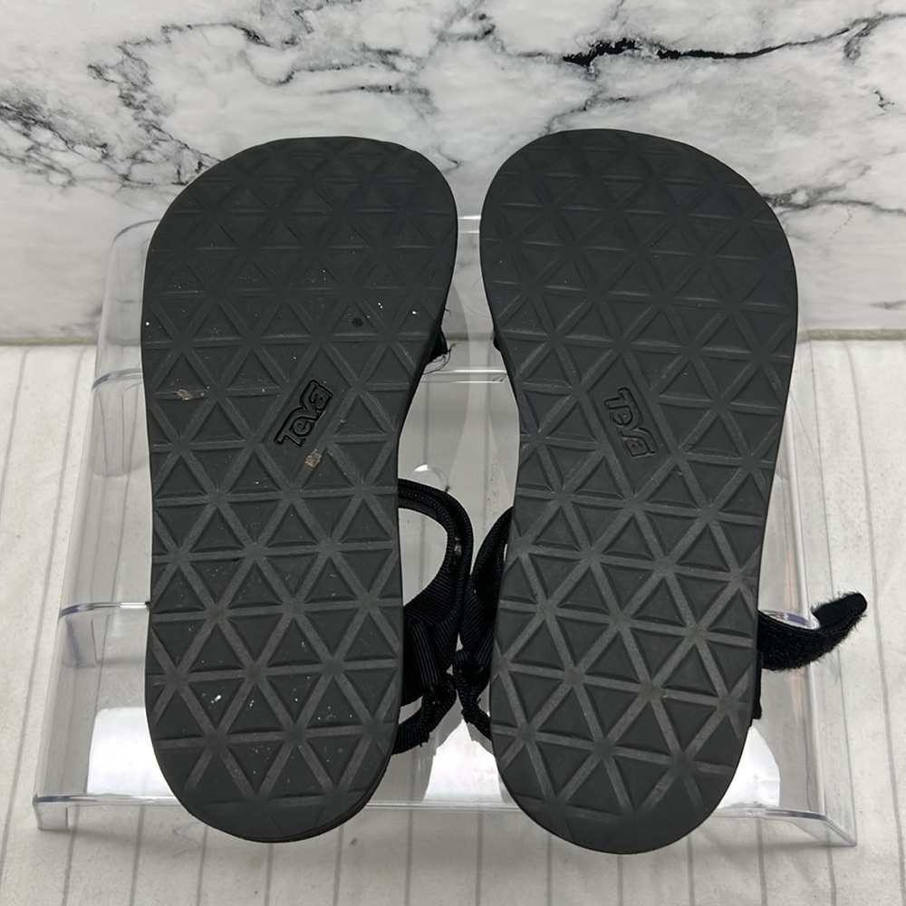 Teva Black Sandals with Gold Logo Flatform Universal Sandal - Picture 6 of 10